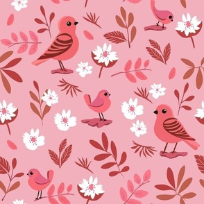 Funny Little Birds | candy pink mauve and red