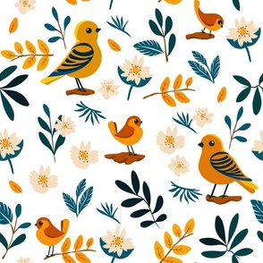 Funny Little Birds | orange brown and green