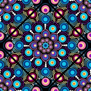 24” Starry Night Dot Mandala Diamond Tile Pattern - Large