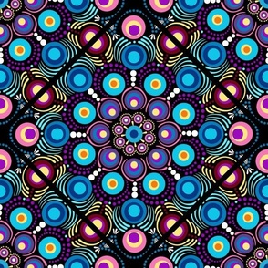 12” Starry Night Dot Mandala Diamond Tile Pattern - Medium