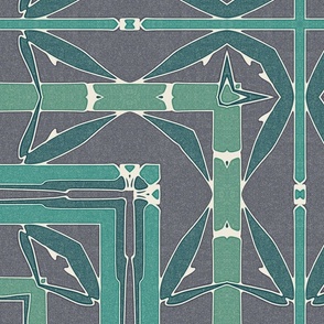 Art Nouveau Geometric Pattern -Teal Vintage Purple
