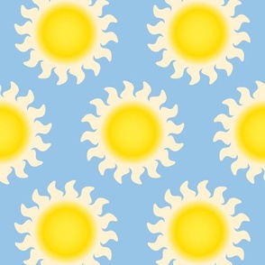 APRICITY Polka Dot Sun in Sunshine Yellow and Cloud Blue - MEDIUM Scale - Unblink Studio by Jackie Tahara