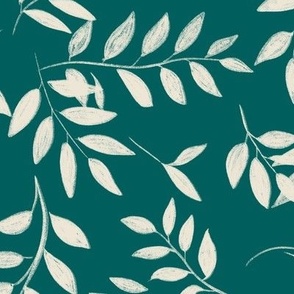 White Leaves on Blue-Green / Large Scale