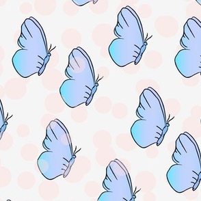Soft pink and bllue butterfly on off white