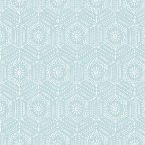 hand drawn boho hex tile pastel duck egg blue SMALL