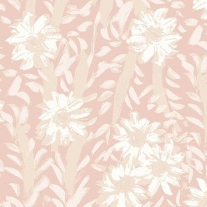 Wild-flowers creamy beige on a pale rosy peach background