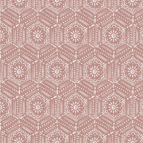 hand drawn boho hex tile copper pink SMALL
