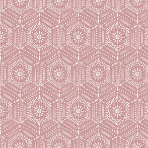 hand drawn boho hex tile dusty pink SMALL