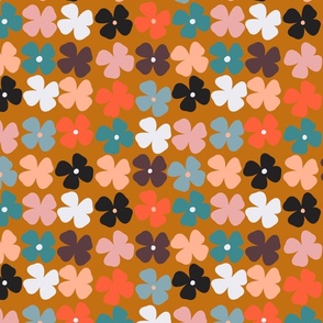 Multicolor Vintage Florals -  on Tan background