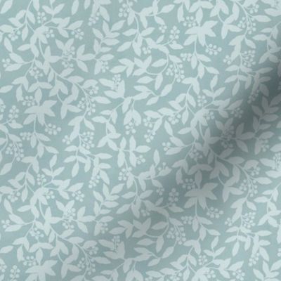 Leaf & Berry -  Blue, Duck-Egg Blue, Baby Blue, Small Scale