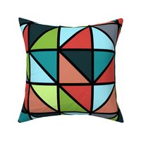 Modern Retro Quilters Diamond Triangles with Black Outline Medium Scale