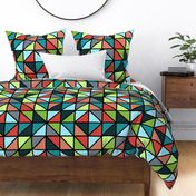 Modern Retro Quilters Diamond Triangles with Black Outline Medium Scale