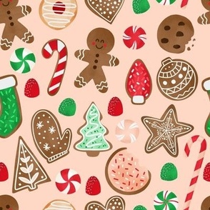 Christmas cookies on pink