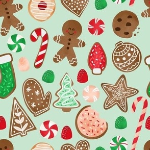 Christmas Cookies on mint green