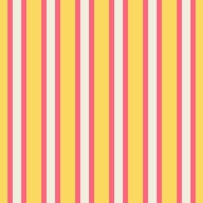 Outlined Stripes // medium print // Vanilla Cream & Pinkalicious Vertical Lines on Sweet Lemon