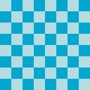 Checkerboard // medium print // Mod 80s Retro Contrasting Geometric Checks - Bubblegum Blue on Light Blue