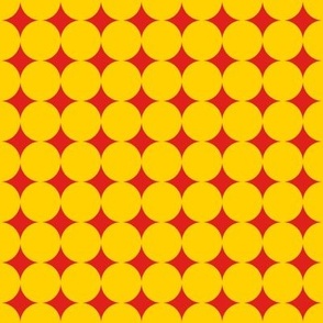 Dense Dots // medium print // Sunshine Swirl Dots on Funhouse Red