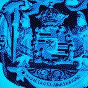 Blue shield Hawaiian logo print