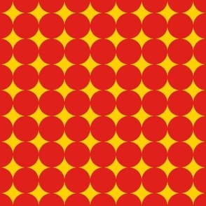 Dense Dots // medium print // Funhouse Red on Sunshine Swirl