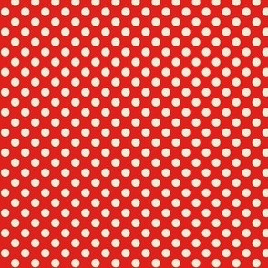 Polka Dots // x-small print // Carousel Cream Dots on Funhouse Red