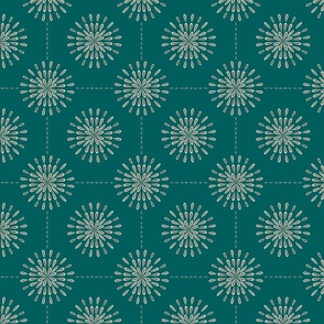Geometric Floral Starburst - East Fork - Teal with Brown and Cream