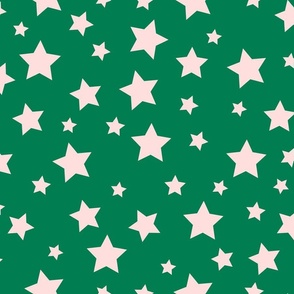 Pink Stars on Green