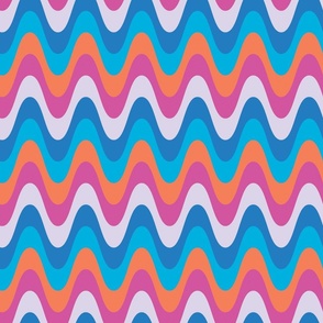 Zig Zag Chevron Colorful Smooth Groovy Seventies Lilac Pink Orange Blue - Large Scale
