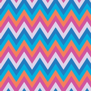 Zig Zag Chevron Colorful Zipper Groovy Seventies Lilac Pink Orange Blue - Large Scale