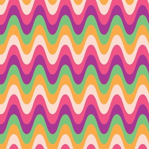 Zig Zag Chevron Colorful Smooth Groovy Seventies Green Pink Purple Yellow - Large Scale