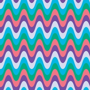 Zig Zag Chevron Colorful Smooth Groovy Seventies Green Pink Purple Blue - Large Scale