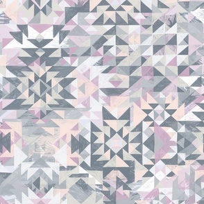 pink peach bleached crystalline abstract aztec shapes