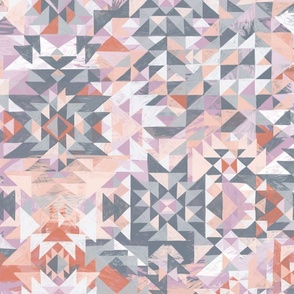 abstract pastel crystalline diamond facets hand drawn kilim shapes checker cheater quilt