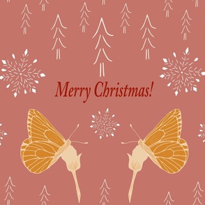 Merry Christmas - pretty pink and orange