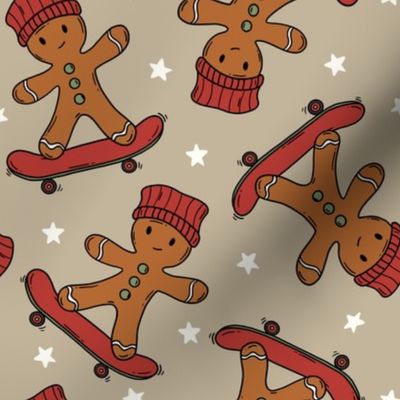 Skater Christmas Gingerbread Beige  - Medium Scale