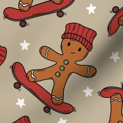 Skater Christmas Gingerbread Beige  - Large Scale