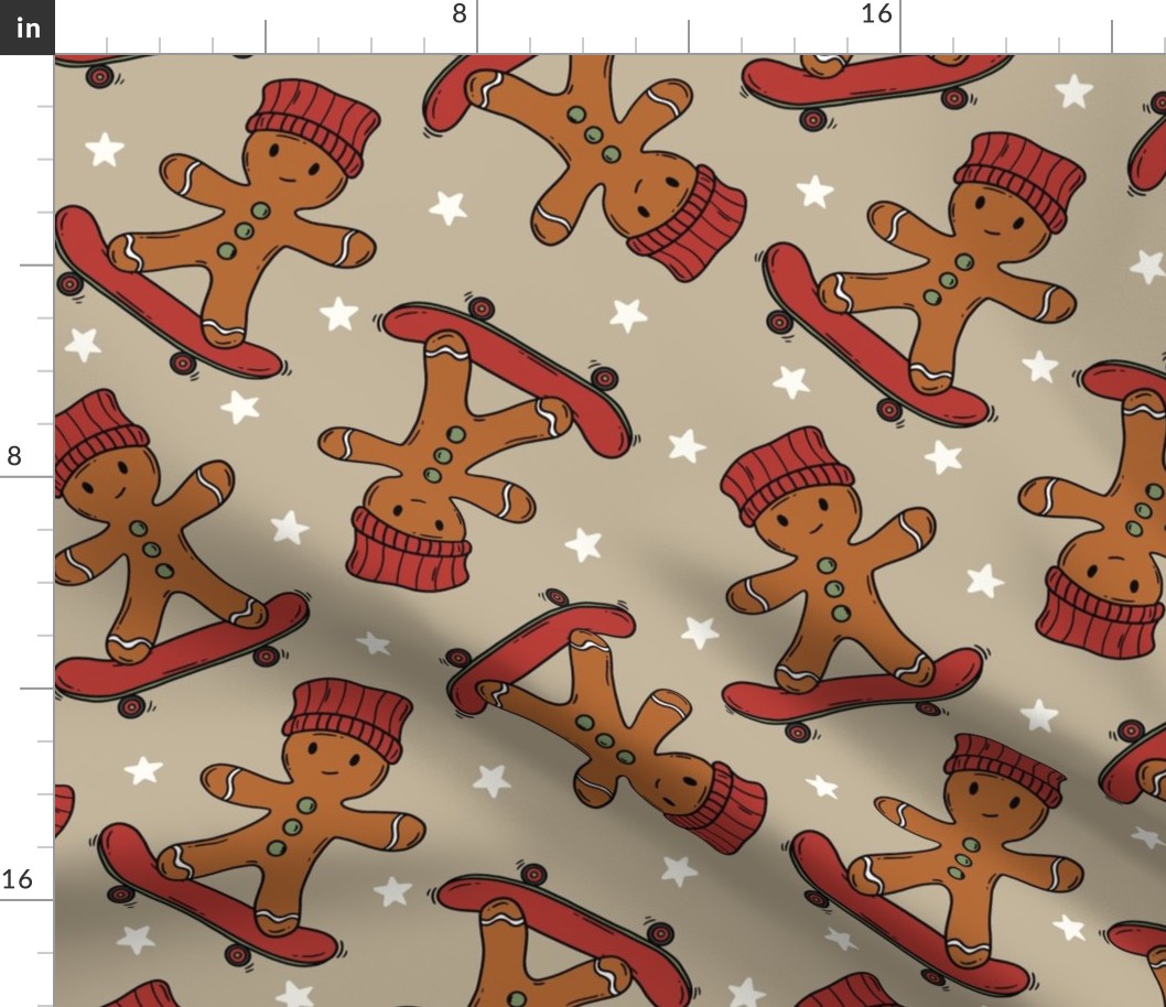 Skater Christmas Gingerbread Beige  - Large Scale