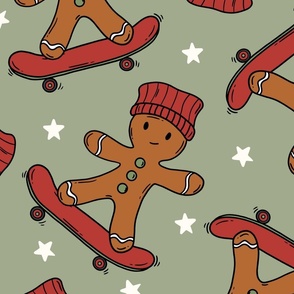 Skater Christmas Gingerbread Green - XL Scale