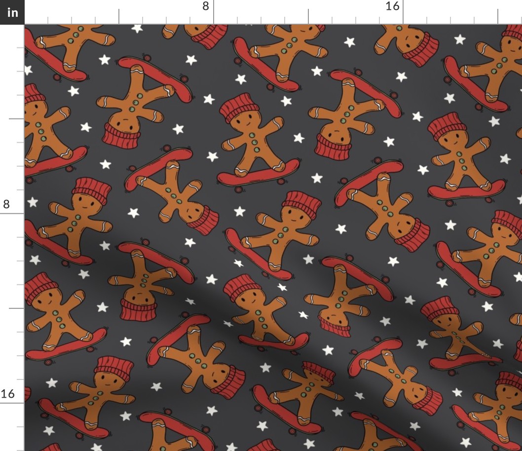 Skater Chrsitmas Gingerbread Dark Grey - Medium Scale