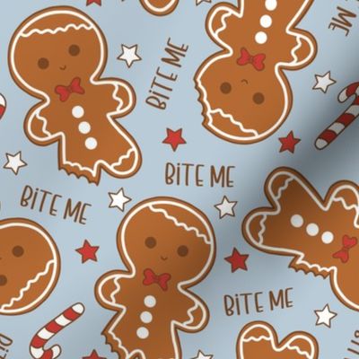 Bite Me Christmas Gingerbread Boy Blue - Medium Scale