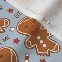 Bite Me Christmas Gingerbread Boy Blue - Small Scale