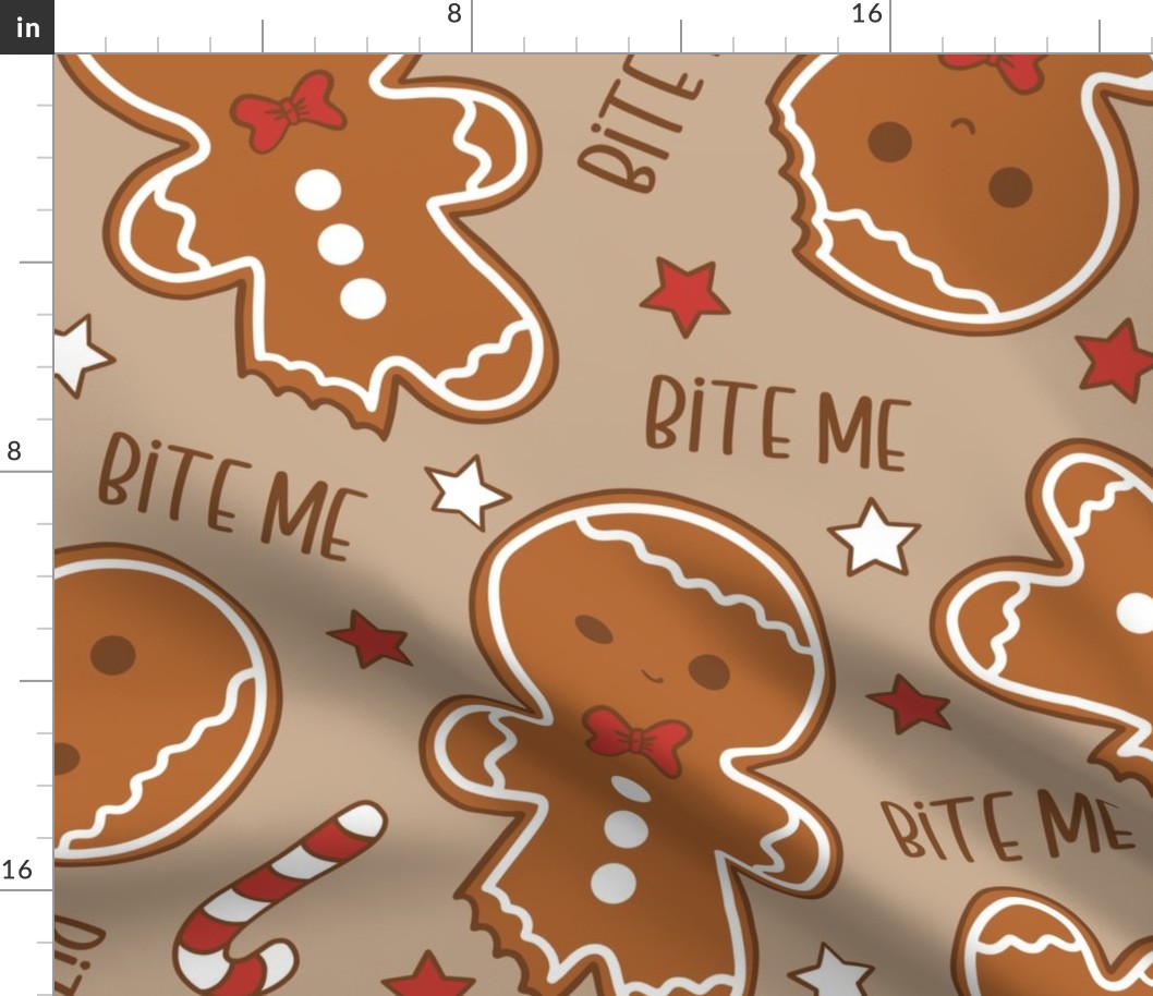 Bite Me Christmas Gingerbread Boy Beige - XL Scale
