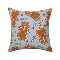 Bite Me Christmas Gingerbread Boy Blue - Large Scale