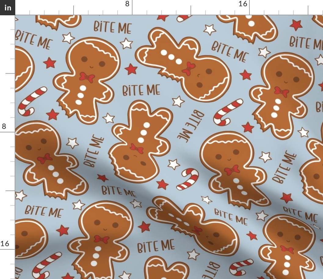 Bite Me Christmas Gingerbread Boy Blue - Large Scale