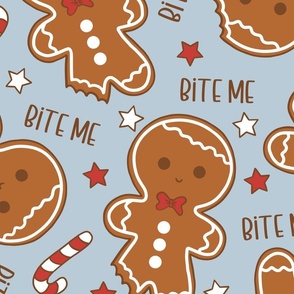 Bite Me Christmas Gingerbread Boy Blue - XL Scale