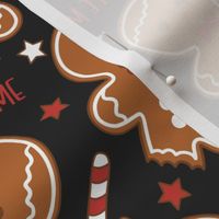 Bite Me Christmas Gingerbread Boy Dark Grey - Medium Scale