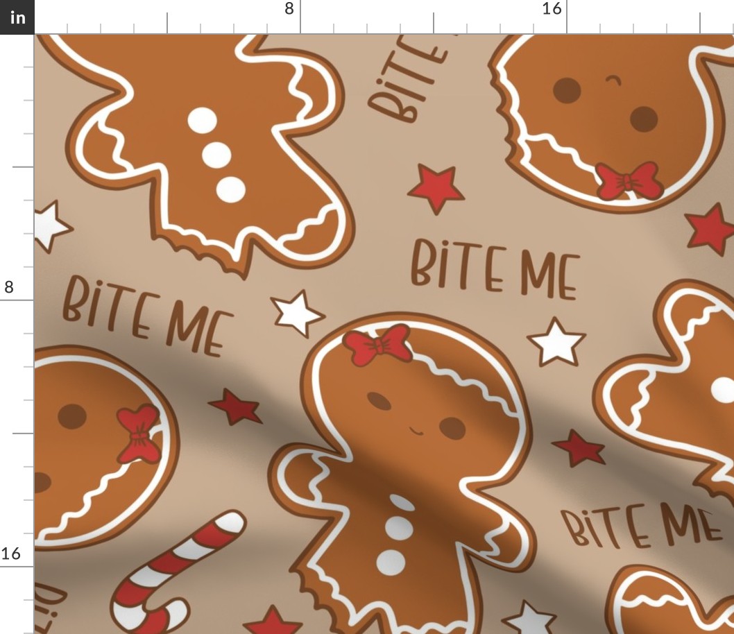 Bite Me Christmas Gingerbread Girl Beige - XL Scale