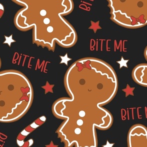 Bite Me Christmas Gingerbread Girl Dark Grey - XL Scale