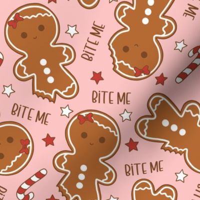 Bite Me Christmas Gingerbread Girl Pink - Medium Scale