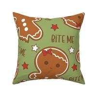 Bite Me Christmas Gingerbread Girl Green - XL Scale