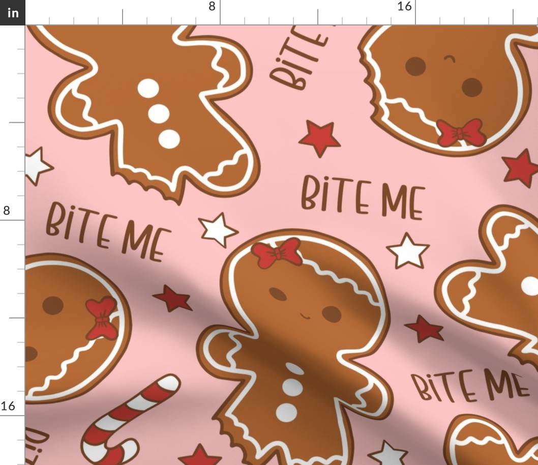 Bite Me Christmas Gingerbread Girl Pink - XL Scale